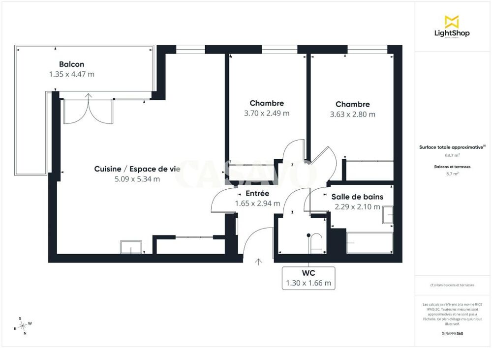 Vente Appartement 3 pièces de 64m² - 95130 Franconville