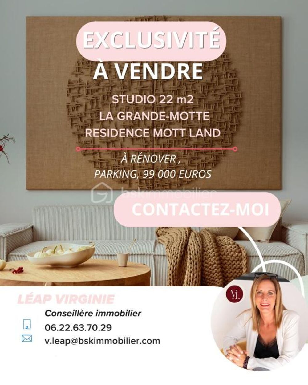 Vente Appartement Studio 22m2 avec parking La grande motte