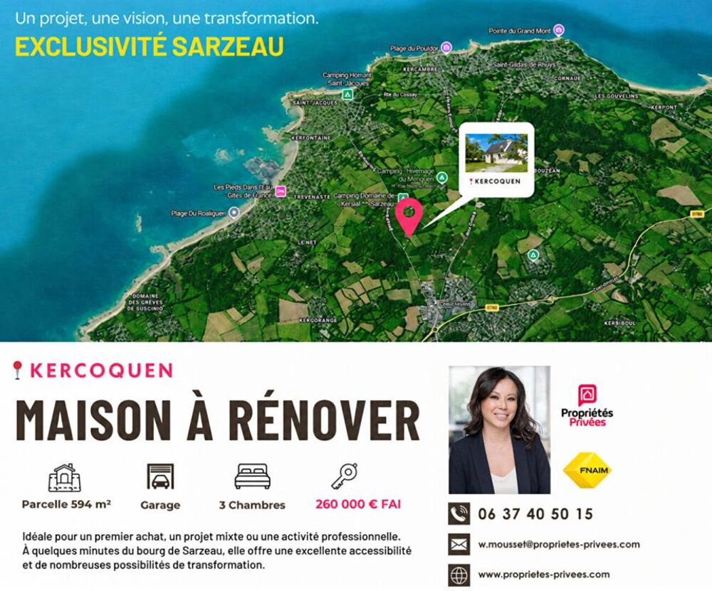 Maison à rénover à 3 minutes du bourg de Sarzeau - potentiel de transformation professionnelle