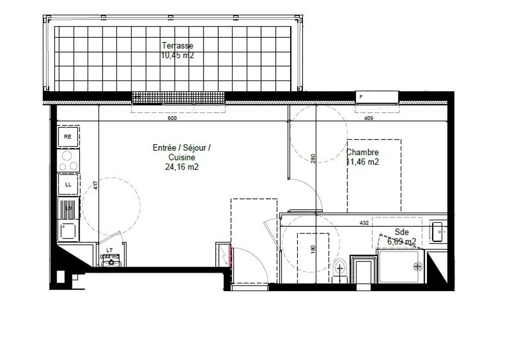 T2 NEUF avec terrasse et parking à CHARTRES