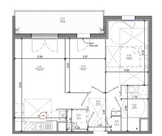  Appartement à louer 3 pièces 56 m²