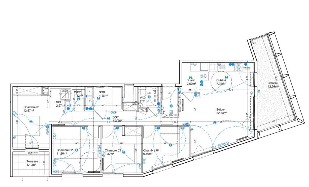 Vente Appartement Exclusivité – Bel appartement T4/T5 de 93 m² au 8ème étage, terrasse plein ciel & double parking – Ginko Bordeaux