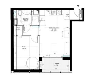  Appartement � louer 2 pi�ces 44 m�