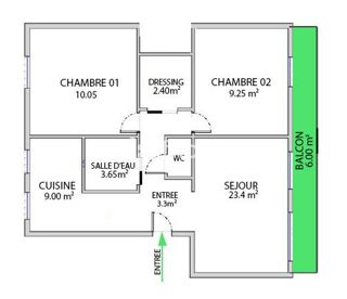  Appartement � vendre 3 pi�ces 64 m�