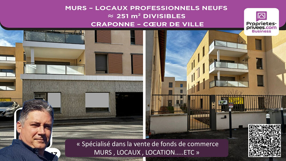   MURS LOCAUX PROFESSIONNELS  251 m² CRAPONNE  COEUR DE CENTRE 