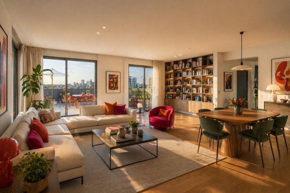 - T5 en DERNIER ETAGE avec GRANDE TERRASSE et PARKINGS, PROCHE TRANSPORTS -