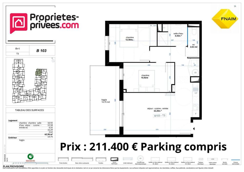 Vente Appartement QUARTIER RESIDENTIEL - Appartement  3 pièce(s) 62.96 m2 Narbonne