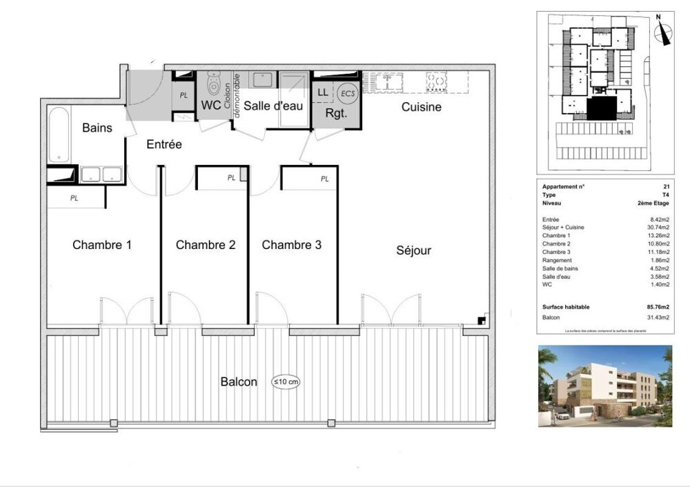 Appartement Valras Plage 4 pièce(s) 85.76 m2