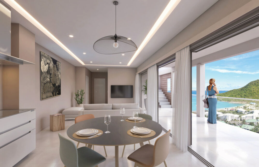 À vendre : Appartement T2 en R+1 avec terrasse à Anse Marcel