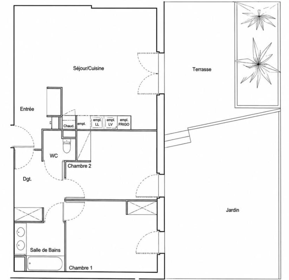 Location Appartement T3 avec terrasse, jardin et parking à CENON Cenon