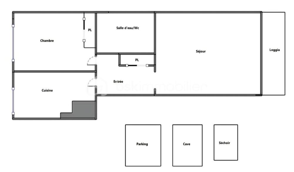 Magnifique F2 44m² balcon OUEST parking cave RAVALEMENT PAYE