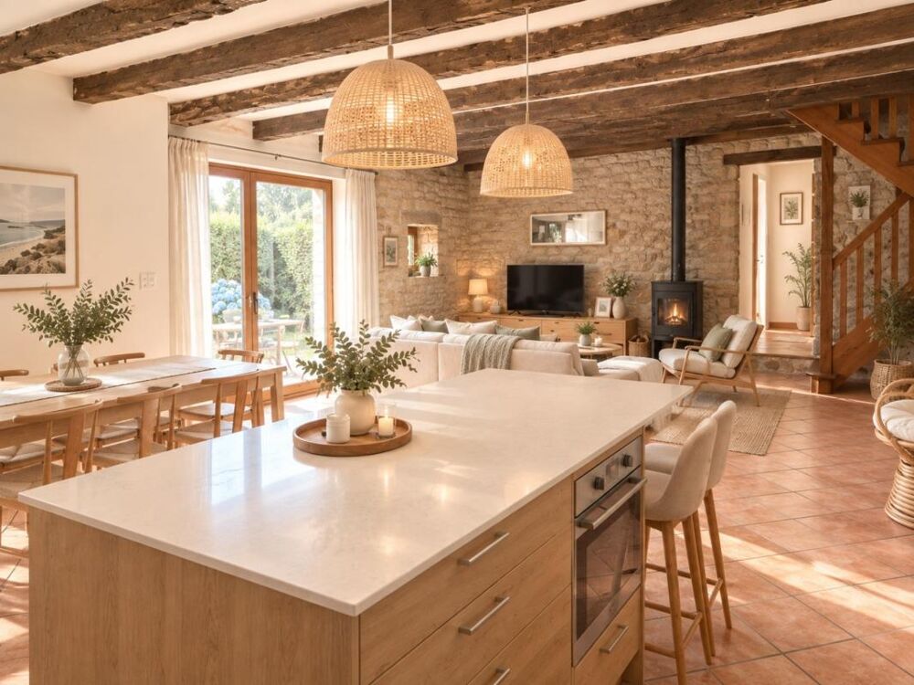 Vente Maison LOCMARIA GRAND CHAMP (56)? Coup de cœur – Longère rénovée 130 m² avec jardin et vie de plain-pied Locmaria grand champ