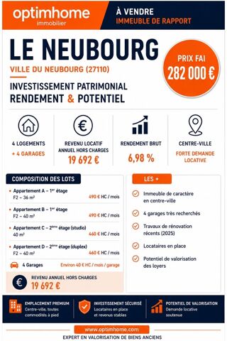  Immeuble à vendre 10 pièces 156 m² Le neubourg