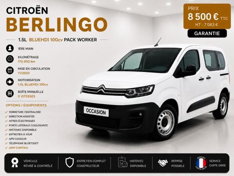 Citro&euml;n Berlingo 1&deg; Main / 1.5L B HDI 100cv Pack WORKER Grip control/GPS/Rada 2021 occasion Abbecourt 60430