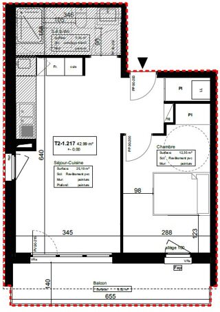  Appartement � louer 2 pi�ces 42 m�