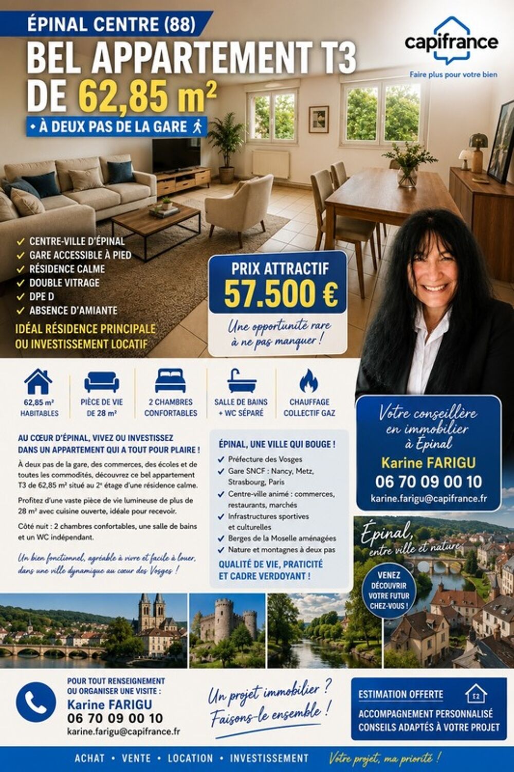 Appartement 3 pièces 63 m² · à Epinal · 63 m² · 57 500 €