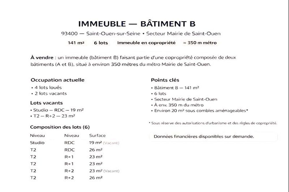 Vente Immeuble Immeuble Saint ouen sur seine