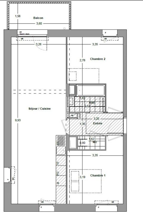  Appartement � louer 3 pi�ces 63 m�