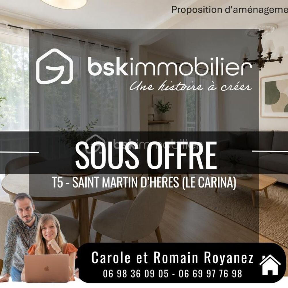 SAINT-MARTIN-DHÈRES  LIMITE POISAT  T5 TRAVERSANT AVEC BALCON ET CAVE