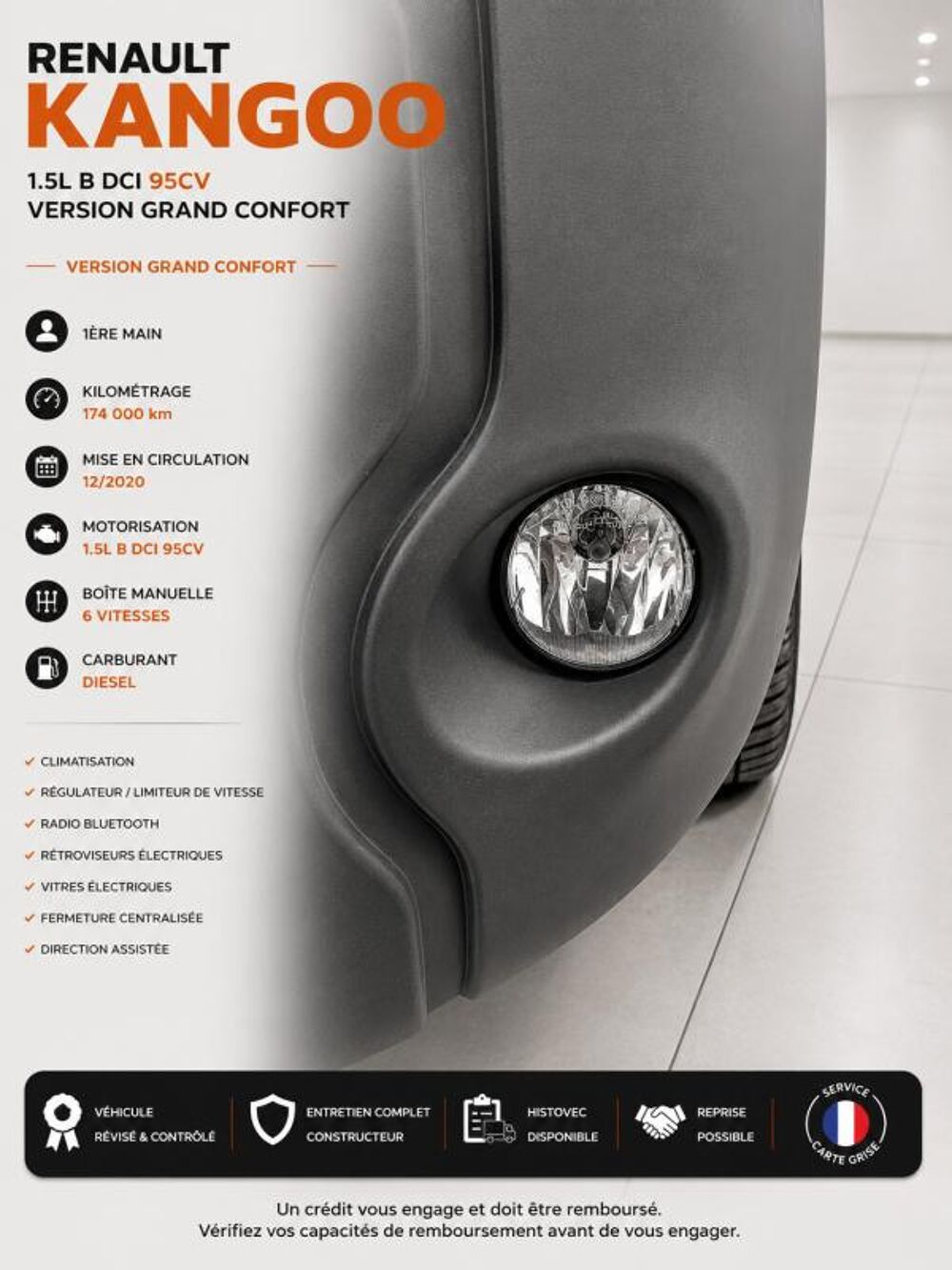 Kangoo Express 1&deg; Main / 1.5L B DCI 95cv de 2021 version GRAND CONFORT CLIM 2021 occasion 60430 Abbecourt