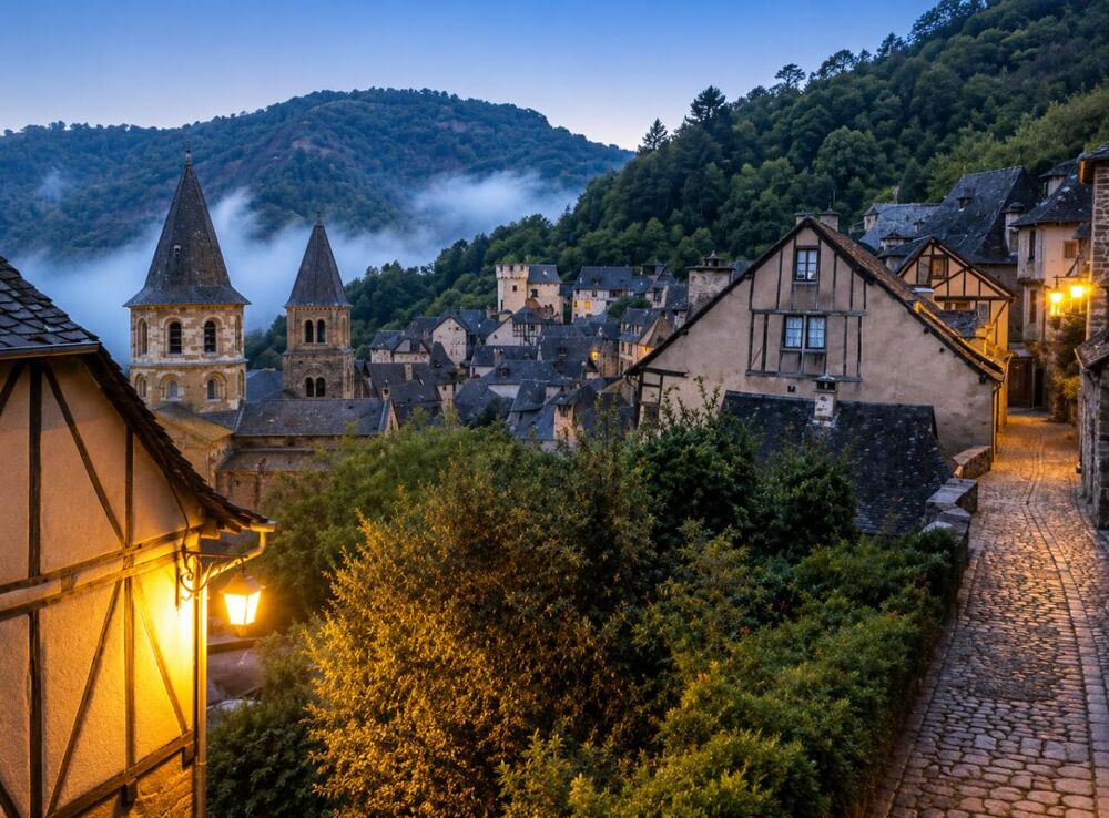 Maison de village avec vue exceptionnelle sur l'abbatiale de Conques - Gîte & fort potentiel commercial