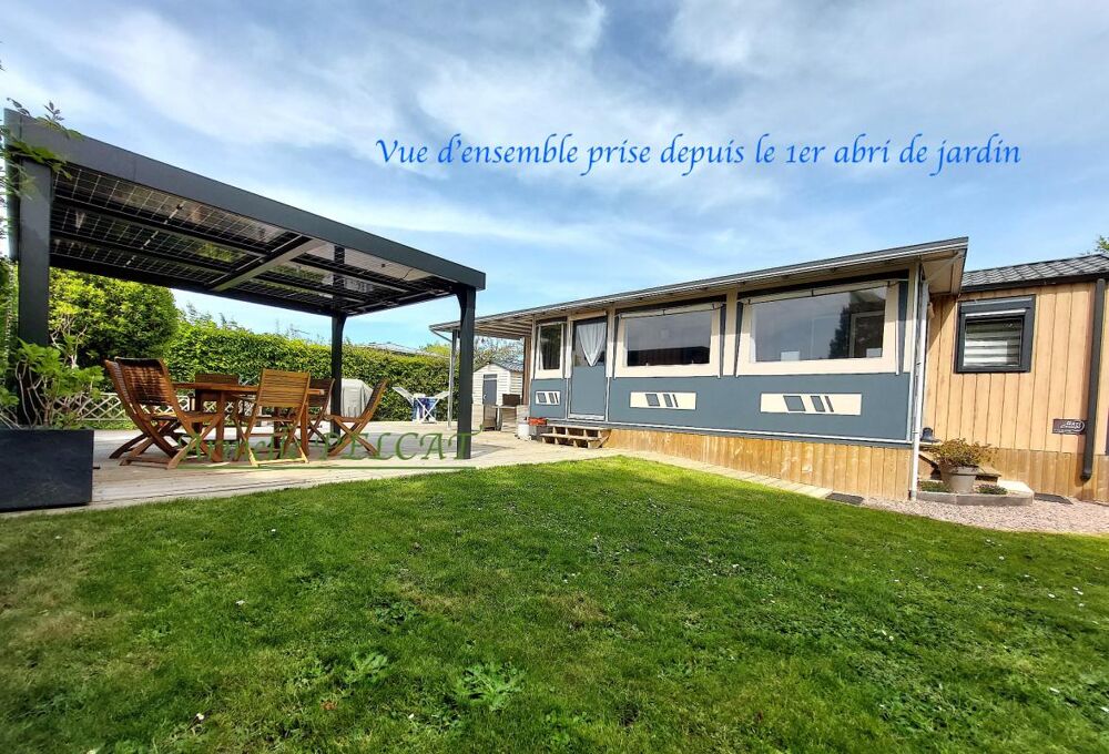 MAISON MOBILE OU MOBIL HOME AVEC PERGOLA VENDU AVEC TERRAIN TERRASSE PARKING ABRIS DE JARDIN CARPORT 3KM DE VILLERS SUR MER (BLO