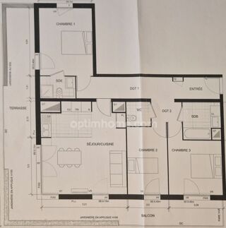  Appartement  vendre 4 pices 90 m