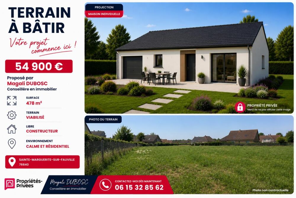 Vente Terrain Terrain viabilisé - libre constructeur -  cadre calme Sainte marguerite sur fauville