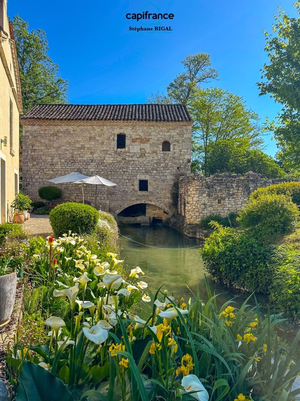 Propriete à vendre 6 pièces proche de MONTCUQ (46), moulin et dépendances sur terrain de 1,67 ha