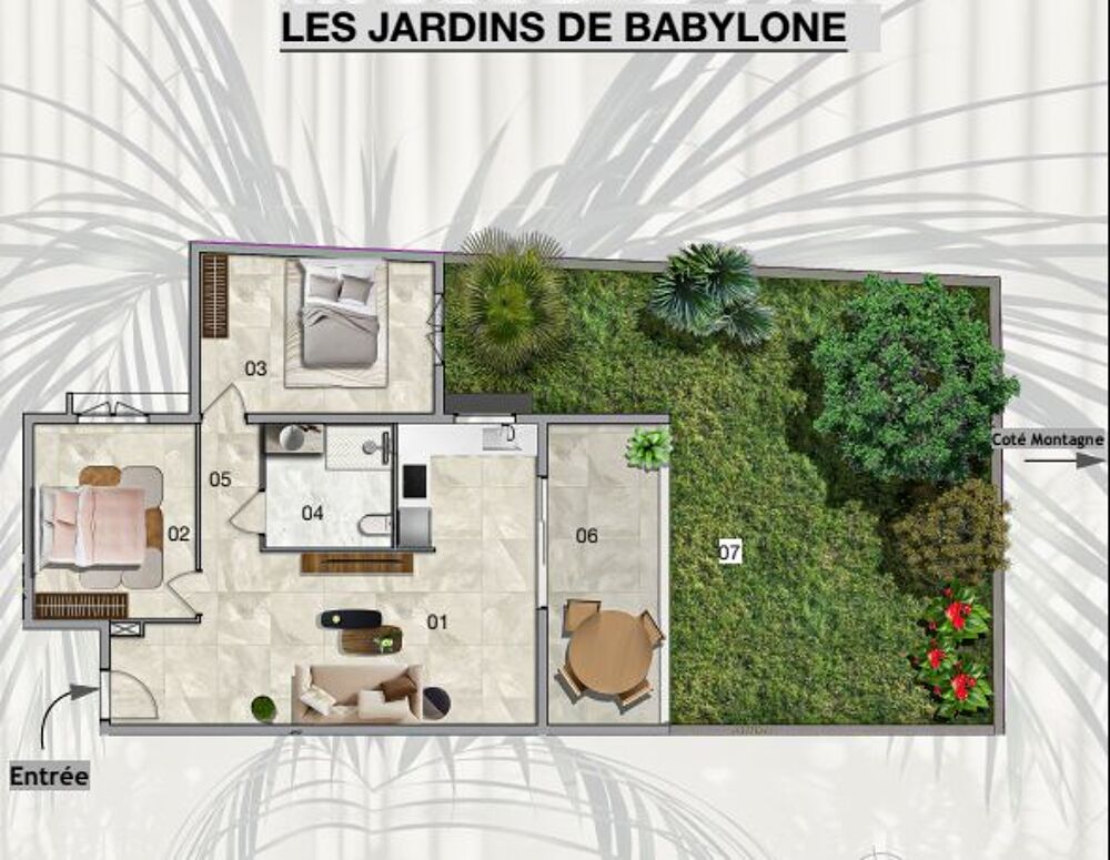 Appartement Etang salé T3 AVEC JARDIN