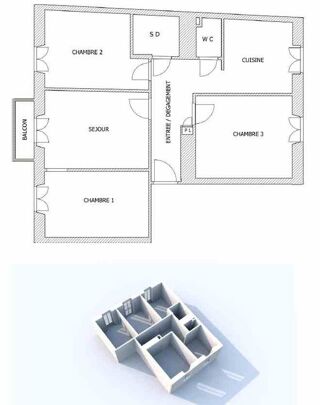  Appartement à louer 4 pièces 65 m²