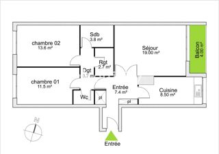  Appartement � vendre 3 pi�ces 71 m�