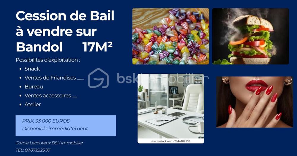   ? À VENDRE – CESSION DE BAIL À BANDOL 