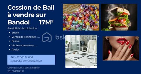 ? &Agrave; VENDRE – CESSION DE BAIL &Agrave; BANDOL 33000 83150 Bandol