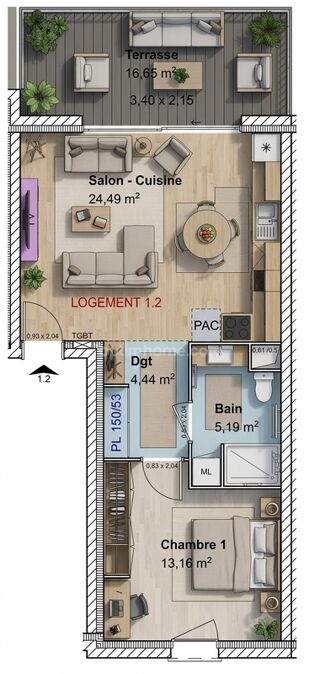  Appartement à vendre 2 pièces 47 m²