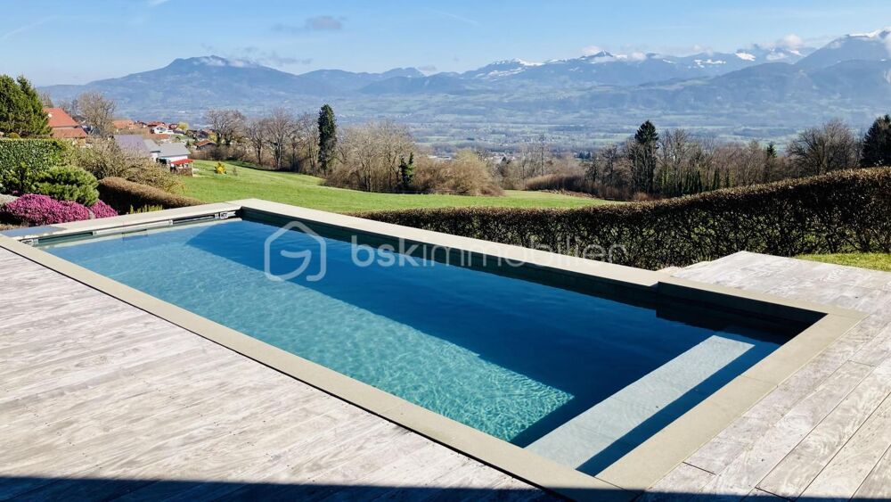 Propriété darchitecte Dunoyer  Panorama alpin exceptionnel, piscine & double habitation  Proche Annecy / Genève / Chamonix