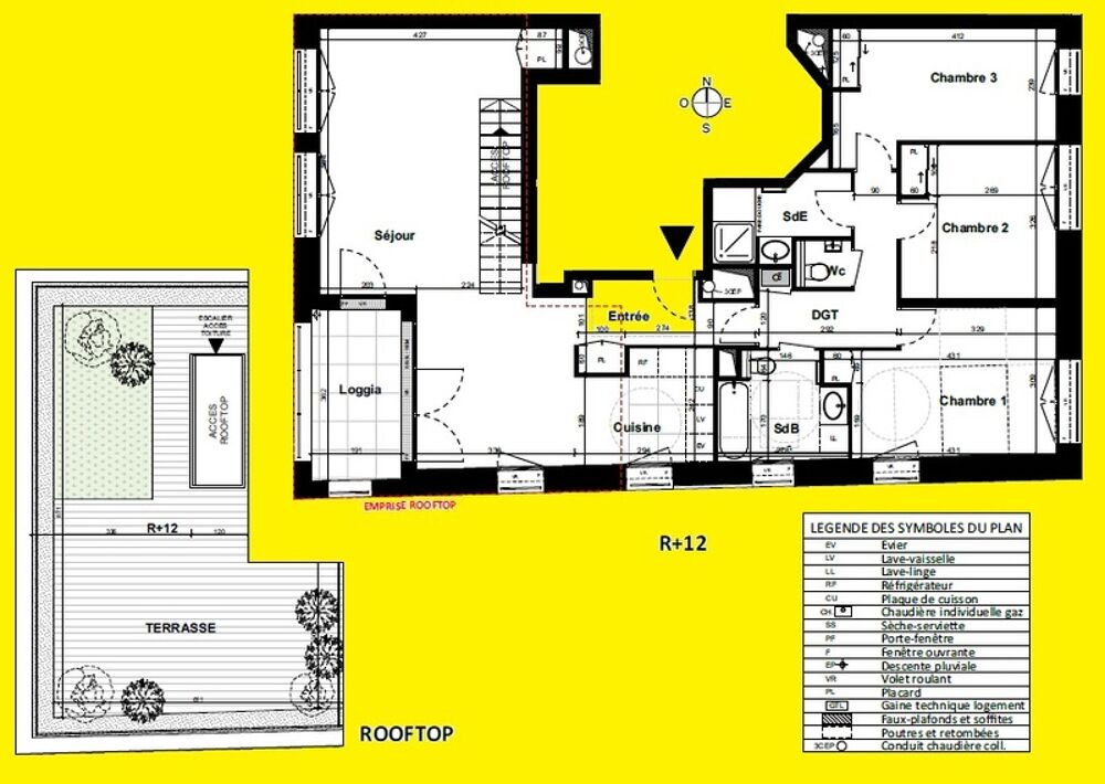 Vente Appartement appartement T4 neuf à vendre PARIS 20e, surface habitable 99.00 m2 + loggia 6.90 m2 + rooftop 29.70 m2 Paris 20