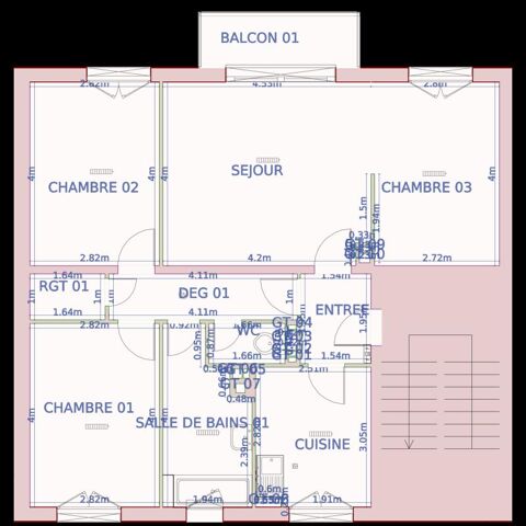   45500022 - Appartement - F4 - Pfetterhouse (68480) Appartement - 4 pièce(s) - 77 m²