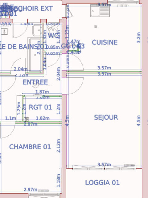  Appartement  louer 2 pices 56 m