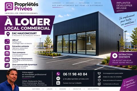 LOCAL COMMERCIAL 425 M&sup2;, ZONE COMMERCIALE, EXTRACTION, TOUT COMMERCE 3900 57280 Hauconcourt