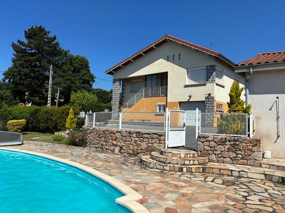 Unieux 42240 maison individuelle des années 70 sur sous sol complet 131m² habitables 4 chambres 3 garages 1 piscine sur 1190m² d