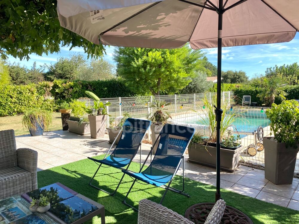 Vente Maison Uzès 4km, maison de plain-pied 130 m² sur terrain clos de 1 350 m², calme, piscine, garage Uzes