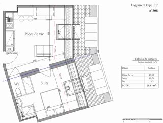  Appartement  louer 2 pices 28 m