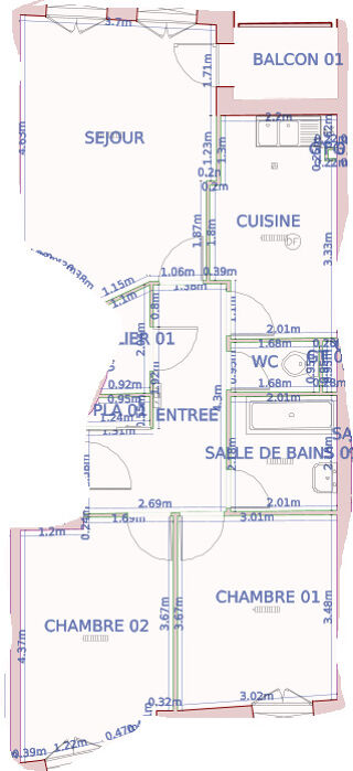  Appartement � louer 3 pi�ces 73 m�