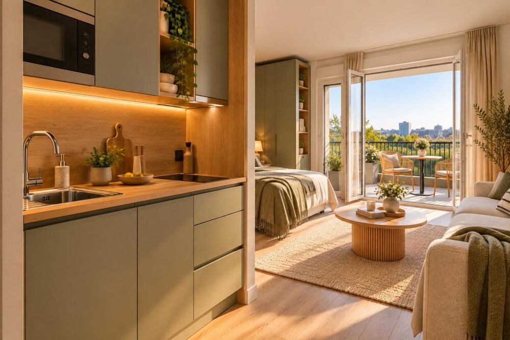 Beau studio bien agencé avec grand balcon
