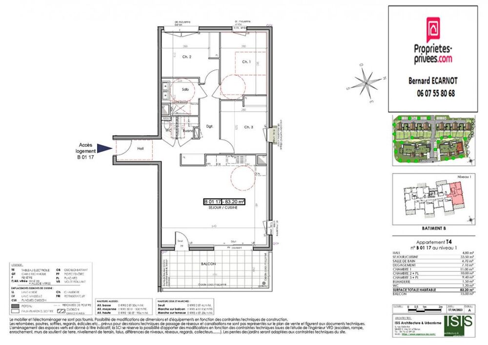 CLAIX 38640 - Appartement T4 - Terrasse 15 m² - 1er étage / 2