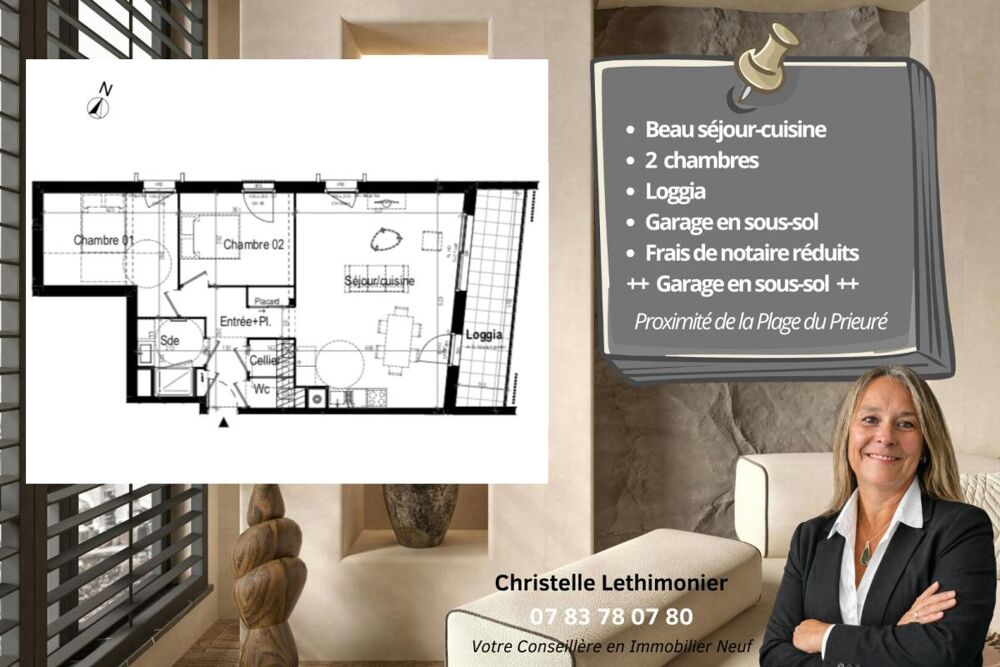 Appartement Dinard 3 pièce(s) 72.88 m2 - LOGGIA + GARAGE