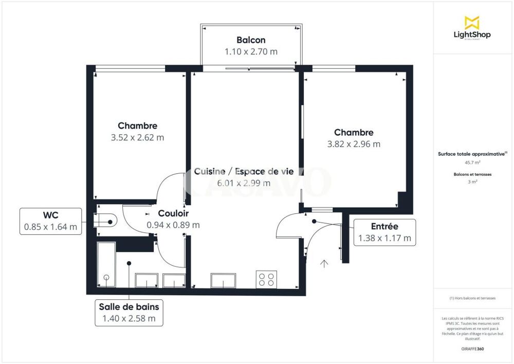 Vente Appartement Vente Appartement 3 pièces de 50m² - 92800 Puteaux Puteaux