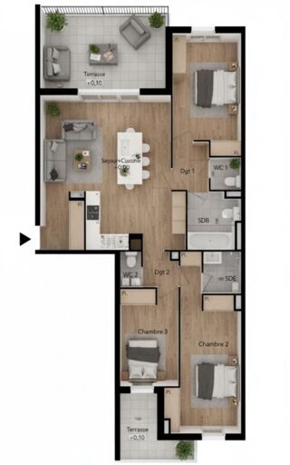  Appartement � vendre 4 pi�ces 89 m�