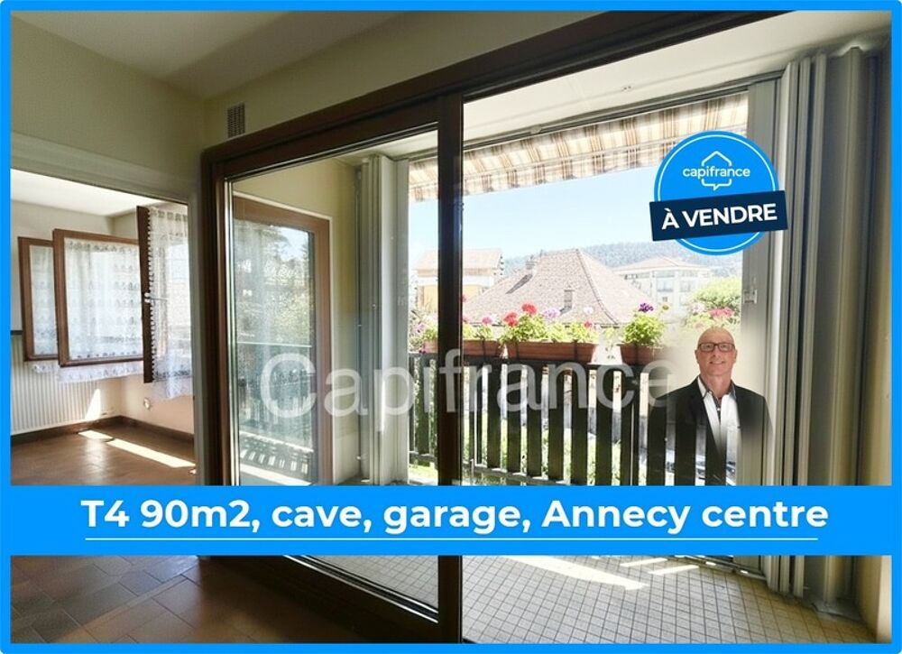 Appartement T4 de 90 m², 2? étage avec balcon, cave, garage en sus, Annecy centre (74)